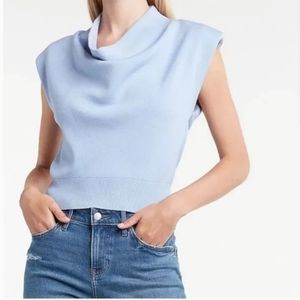 Express: Light blue, cowl neck, sleeveless sweater